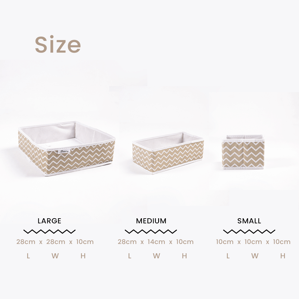 Beige Zig Zag Pack of 6 Drawer Organizer Stylish Storage Solution
