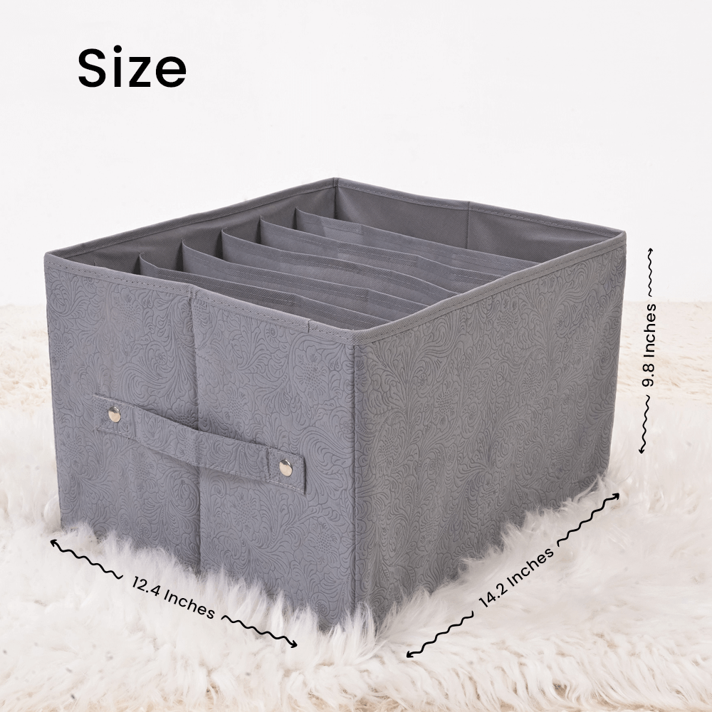 Floral Grey Jeans Organizer 7 Compartment Storage Box for Closet