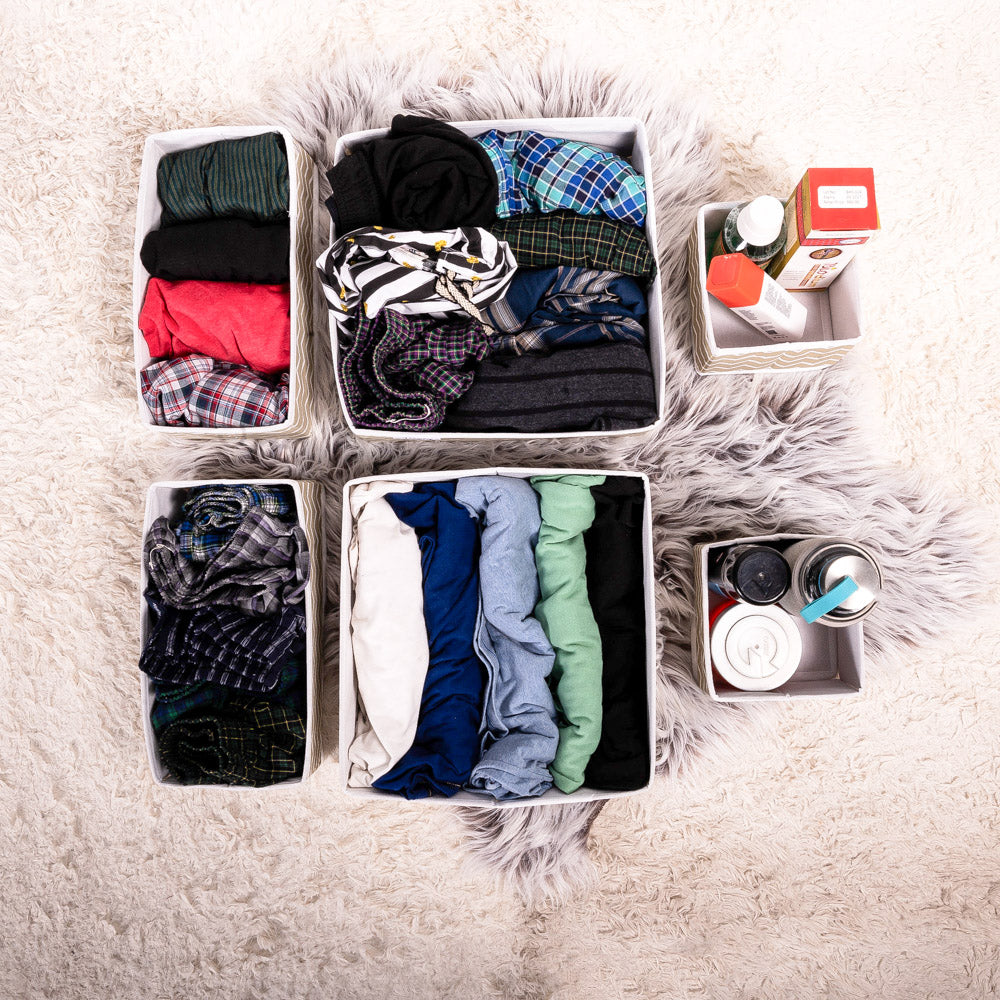 Beige Zig Zag Pack of 6 Drawer Organizer Stylish Storage Solution