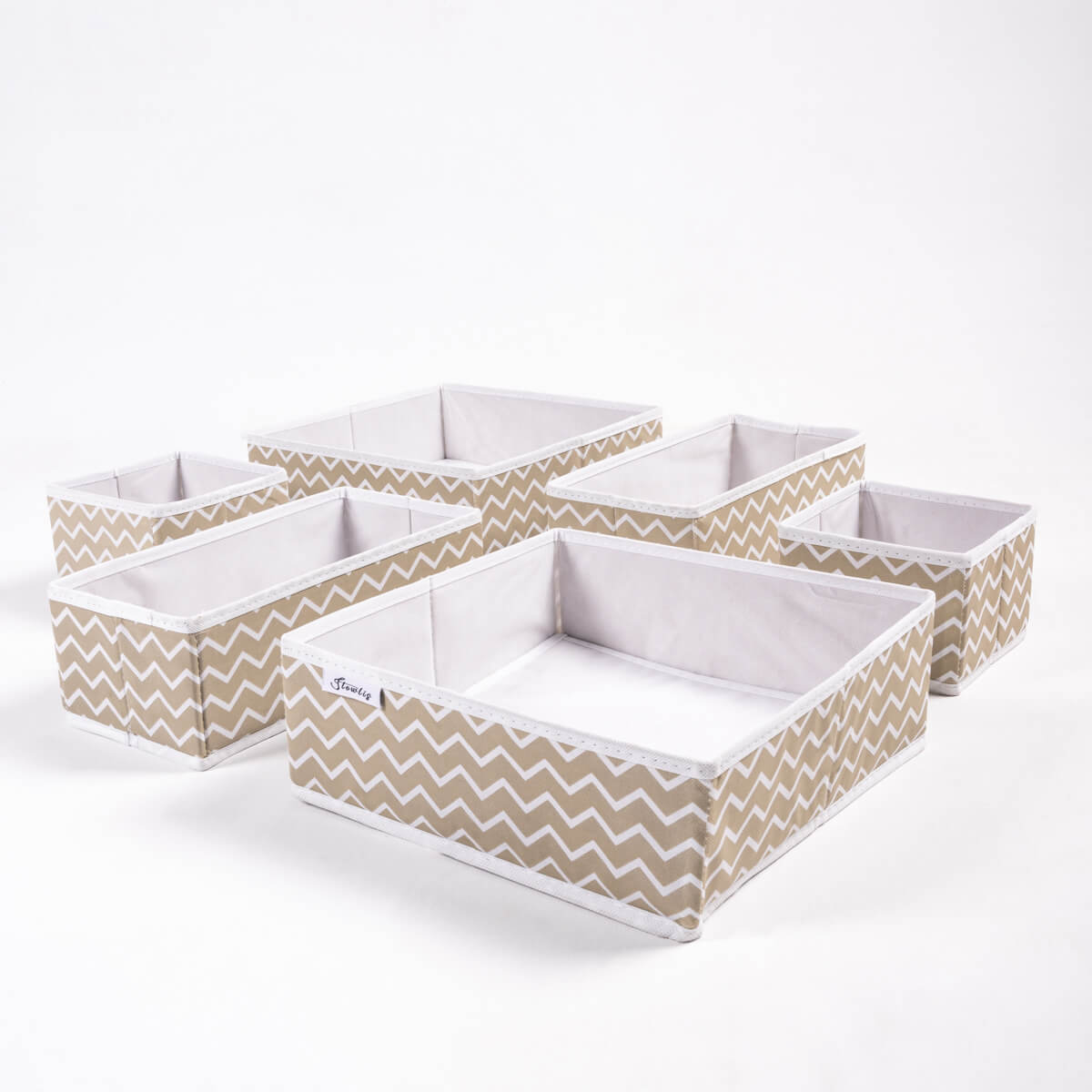 Beige Zig Zag Pack of 6 Drawer Organizer Stylish Storage Solution