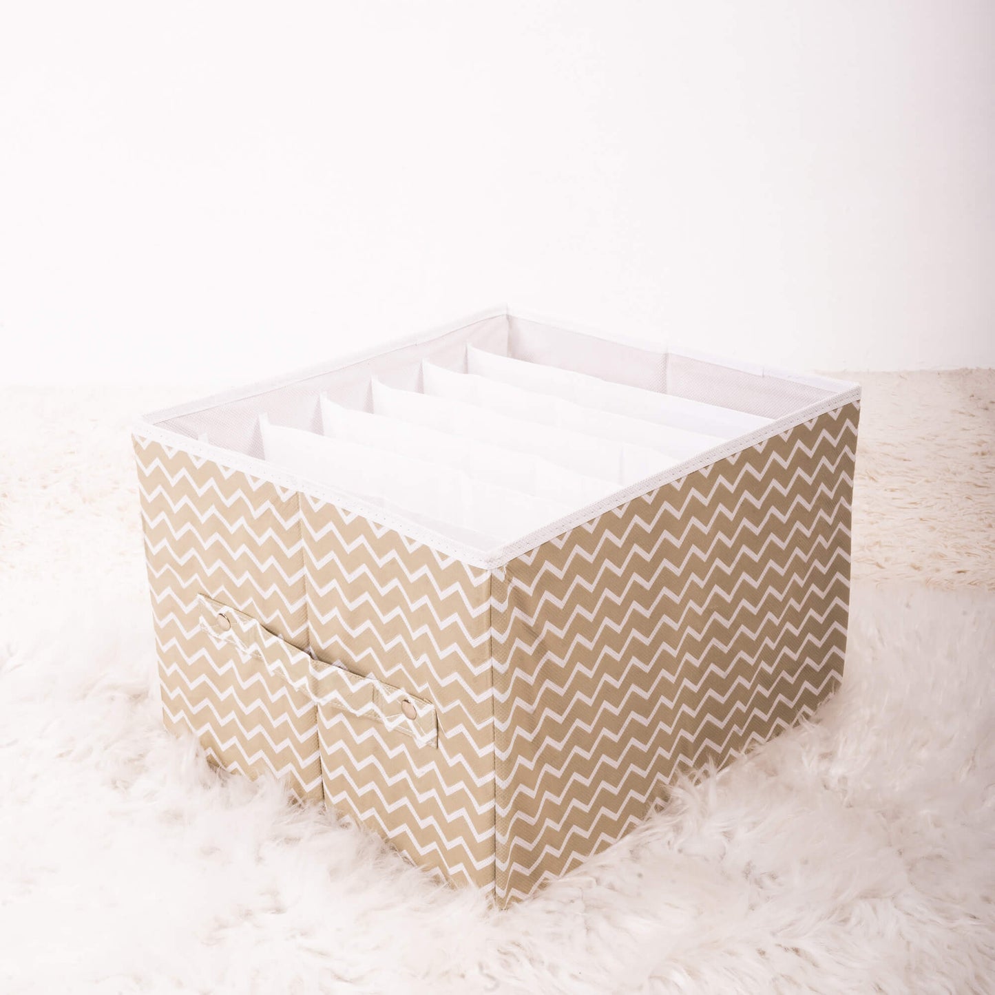 Beige Zig Zag Jeans Wardrobe Organizer Storage Box for Closet