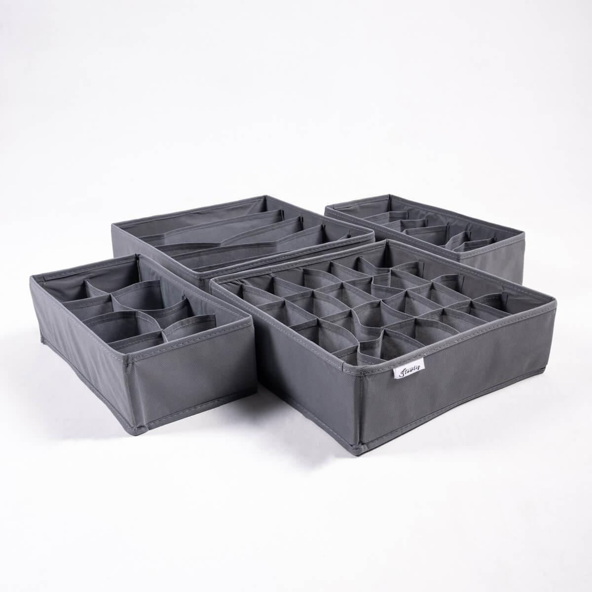 Charcoal Pack of 4 Drawer Storage Organizer Set for Accessories