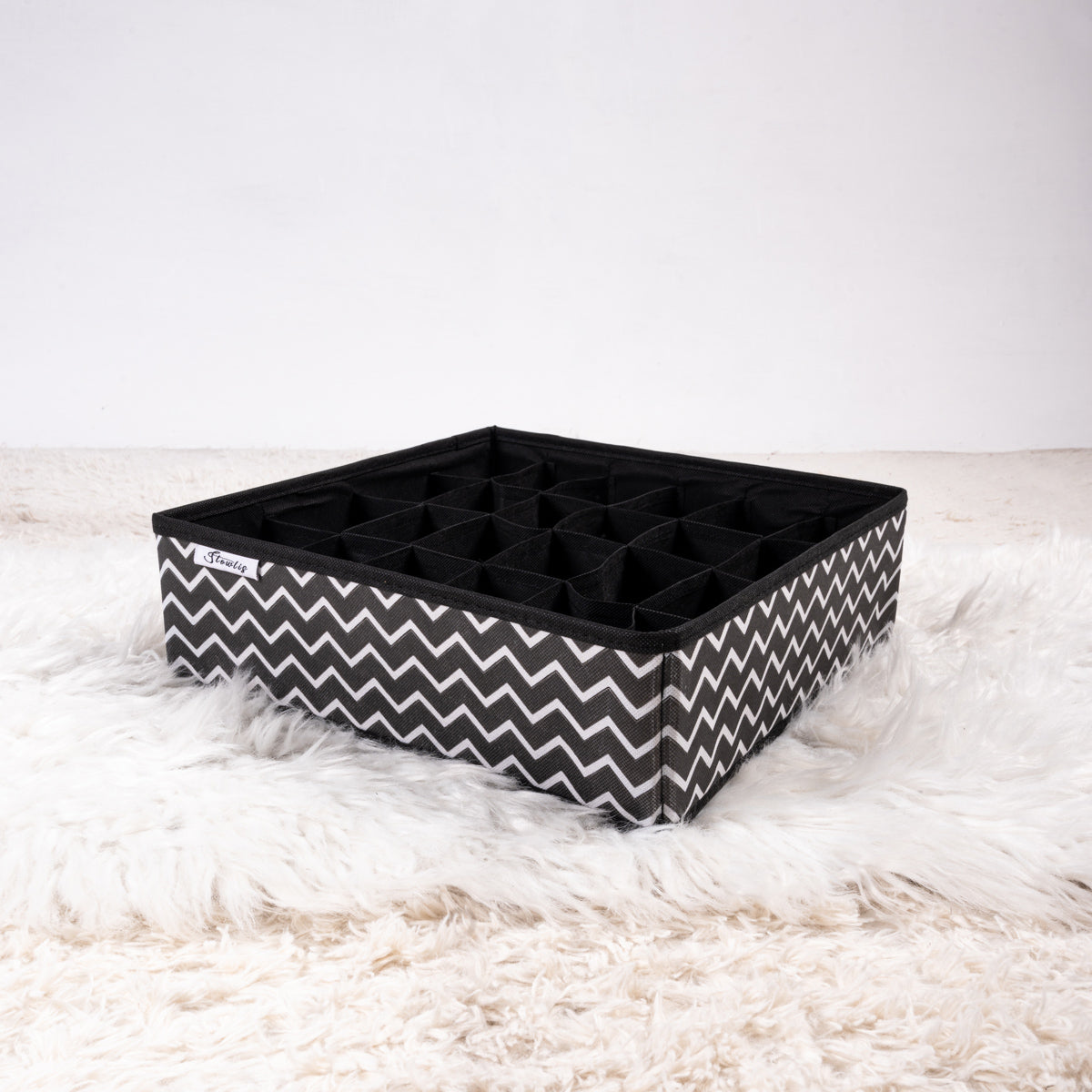 Black Zig Zag Pack of 4 Drawer Accessories Storage Organizer Set