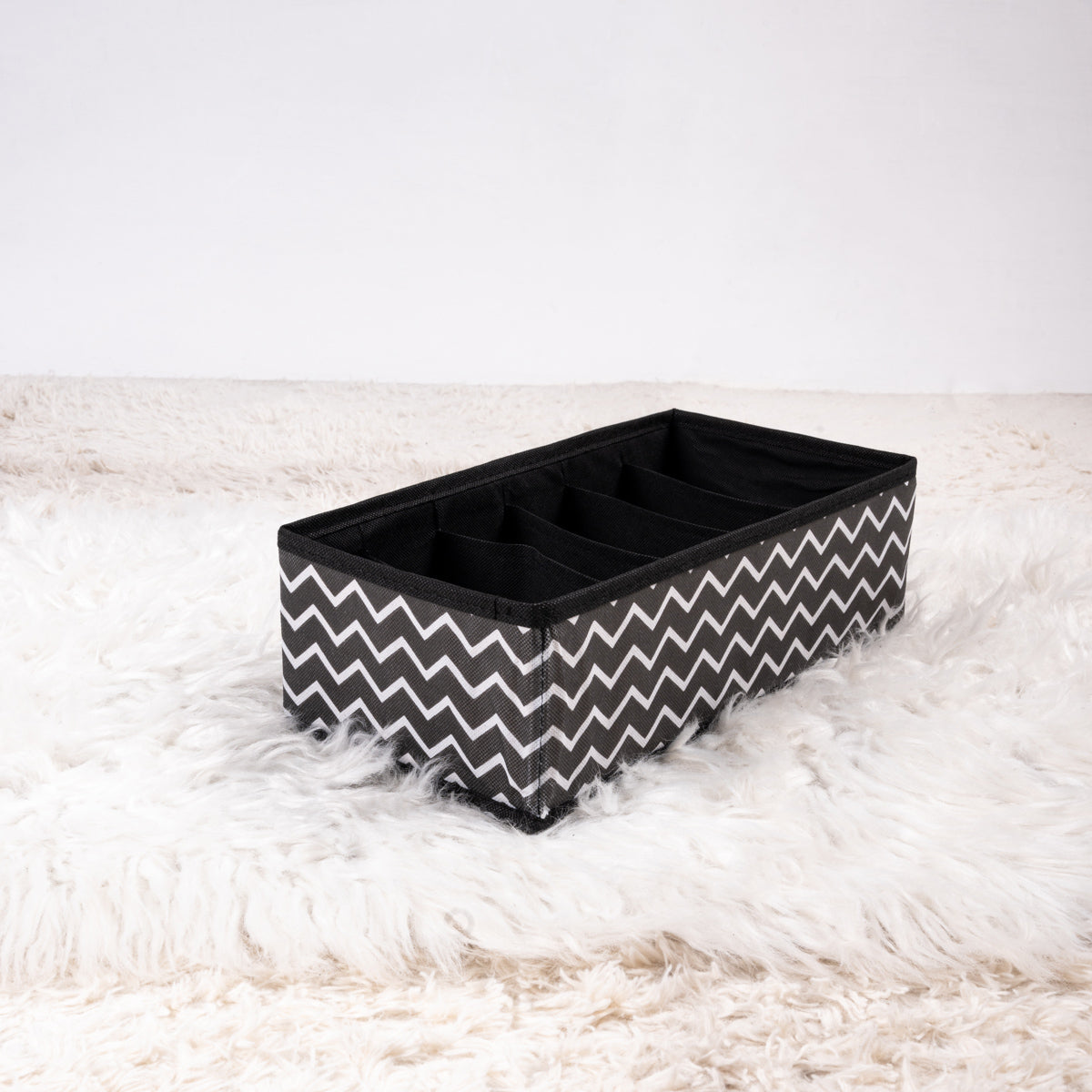 Black Zig Zag Pack of 4 Drawer Accessories Storage Organizer Set