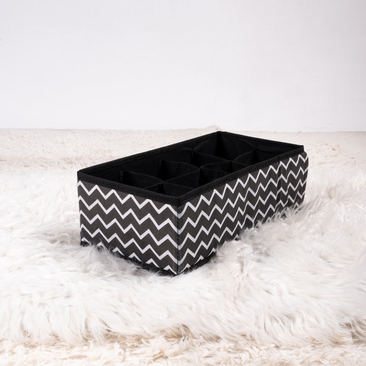 Black Zig Zag Pack of 4 Drawer Accessories Storage Organizer Set
