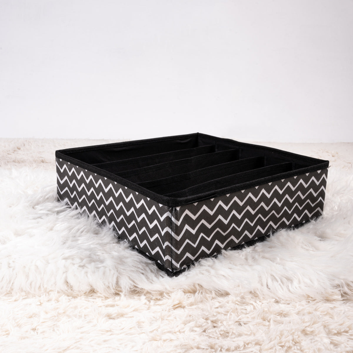 Black Zig Zag Pack of 4 Drawer Accessories Storage Organizer Set