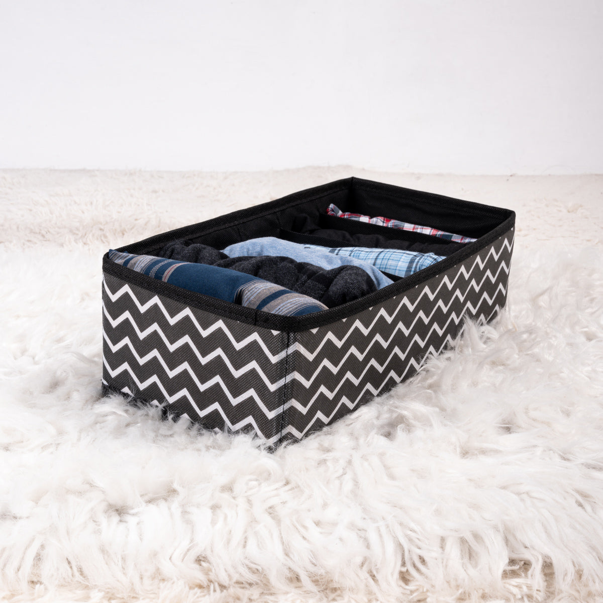 Black Zig Zag Pack of 4 Drawer Accessories Storage Organizer Set