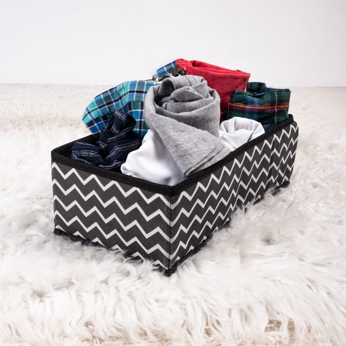 Black Zig Zag Pack of 4 Drawer Accessories Storage Organizer Set