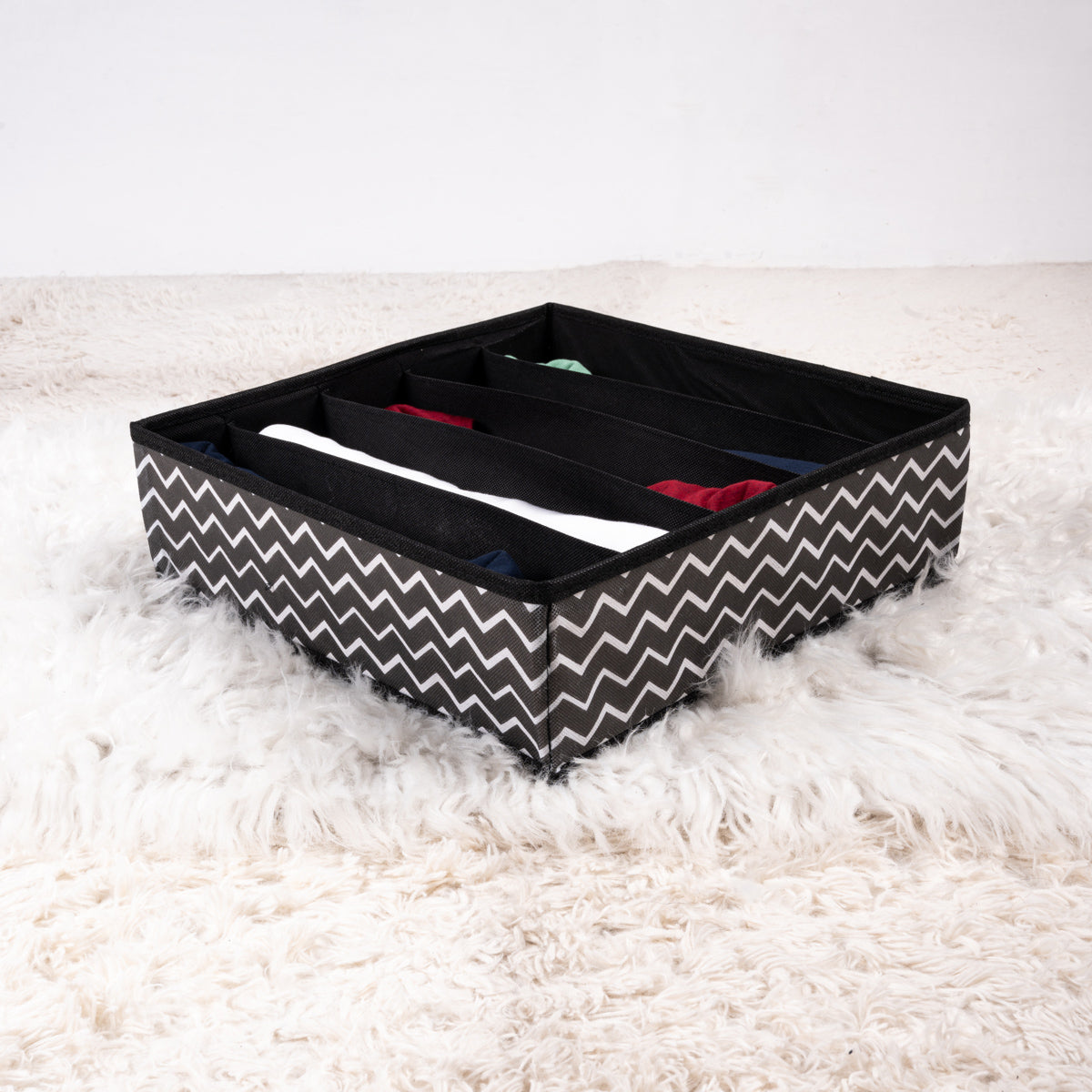 Black Zig Zag Pack of 4 Drawer Accessories Storage Organizer Set