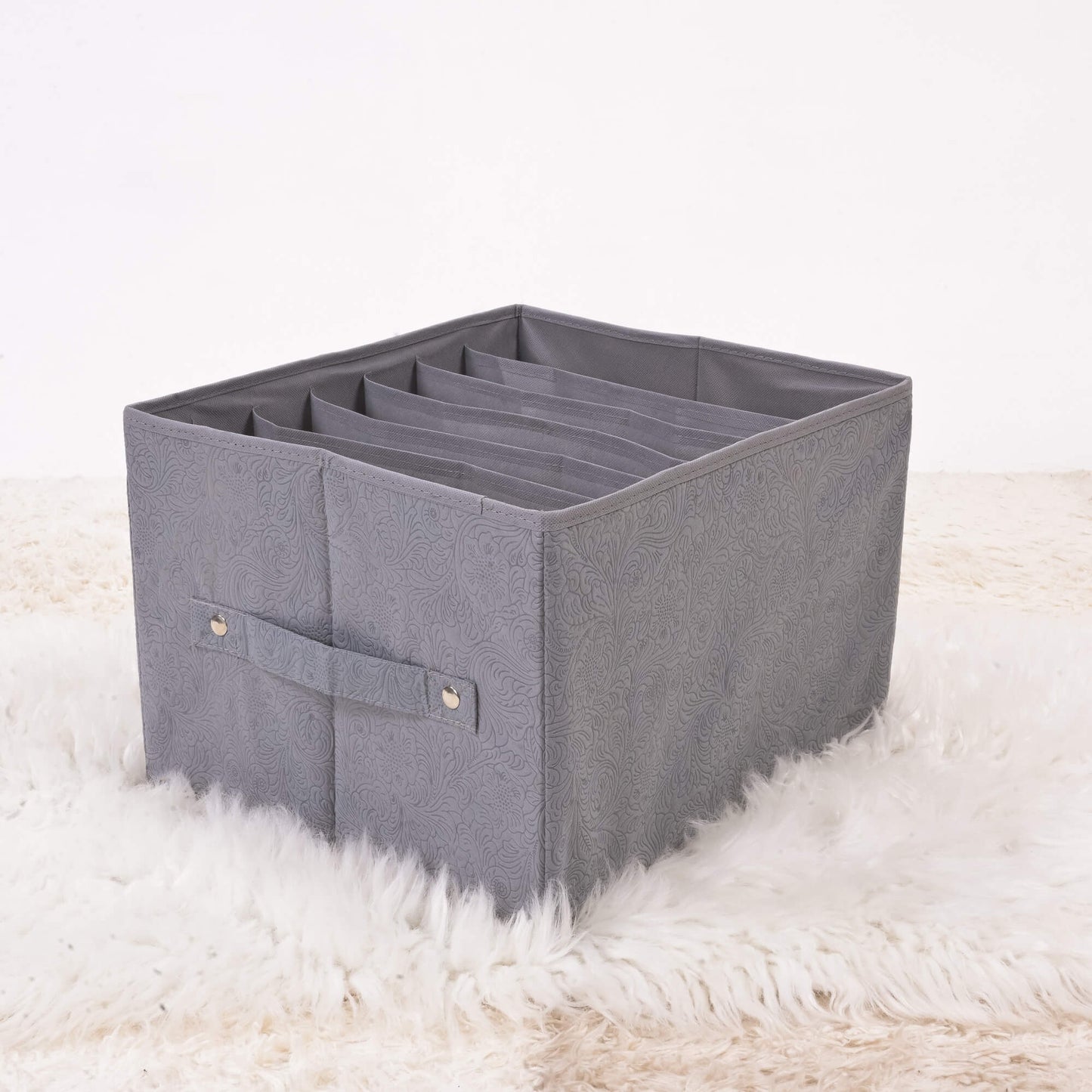 Floral Grey Jeans Organizer 7 Compartment Storage Box for Closet