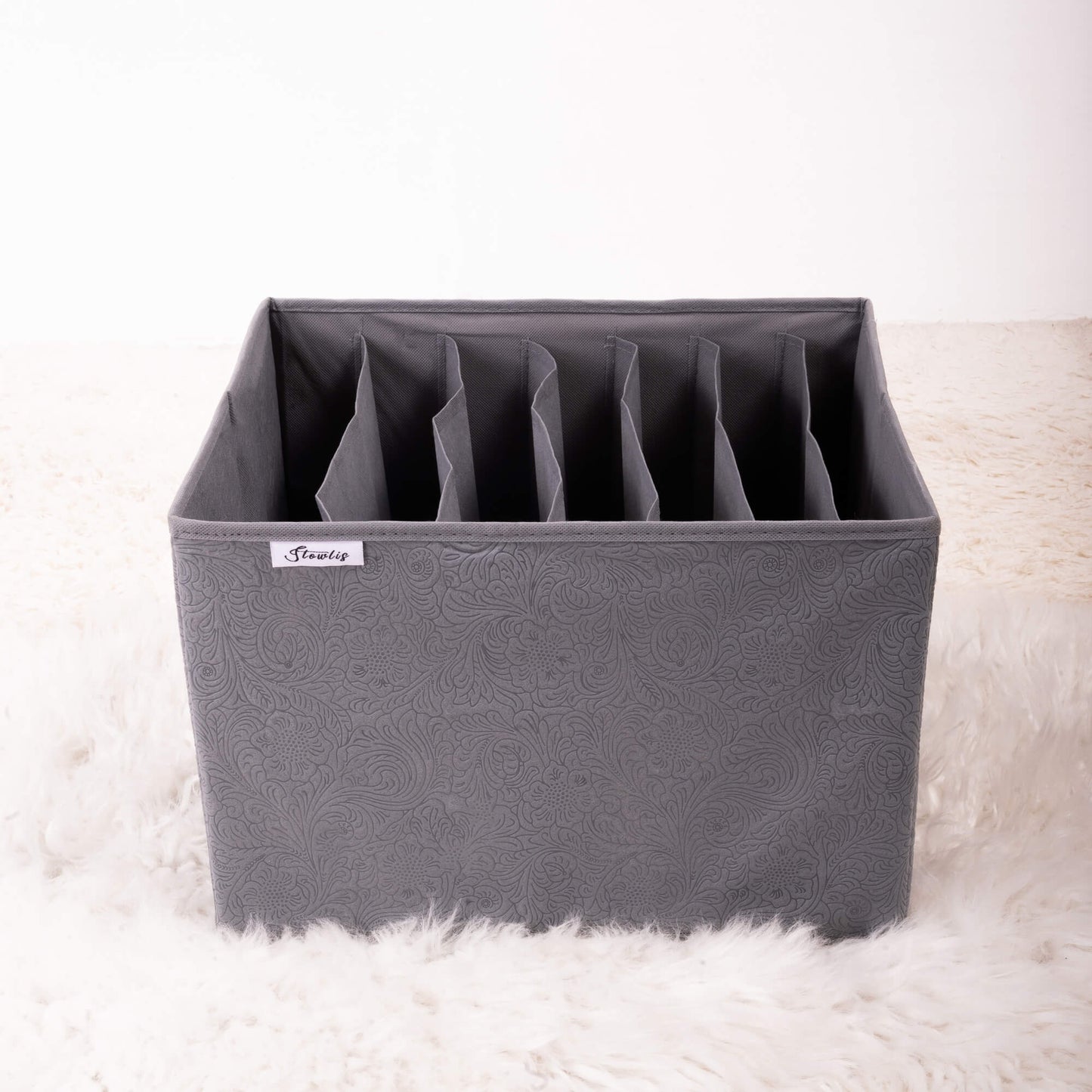 Floral Grey Jeans Organizer 7 Compartment Storage Box for Closet
