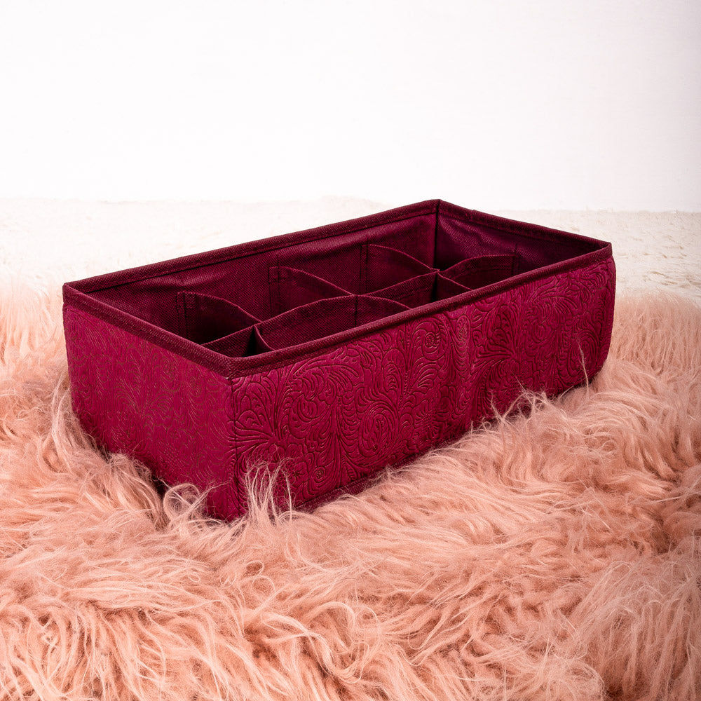 Maroon Floral Pack of 4 Drawer Storage Organizer Set for Accessories