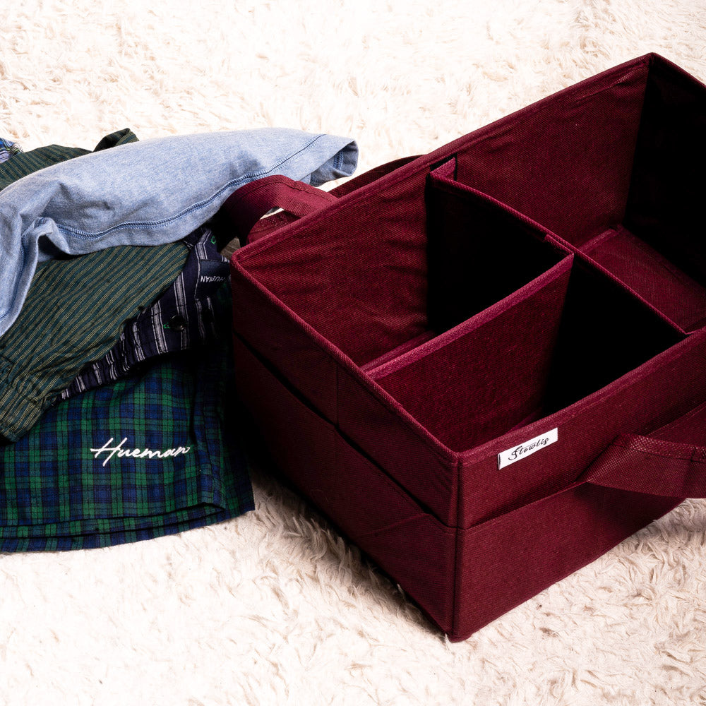 Maroon Plain Baby Diaper Caddy Set Organizer