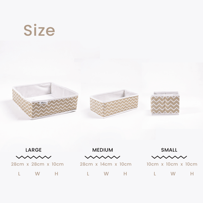 Beige Zig Zag Pack of 6 Drawer Organizer Stylish Storage Solution