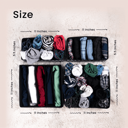 Black Zig Zag Pack of 4 Drawer Accessories Storage Organizer Set