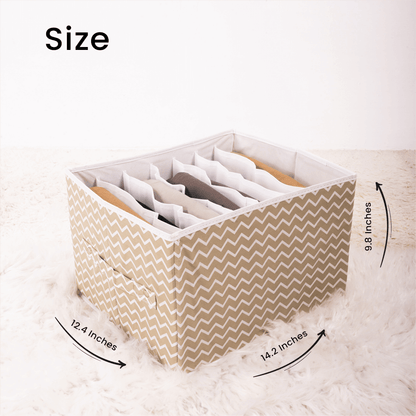 Beige Zig Zag Jeans Wardrobe Organizer Storage Box for Closet