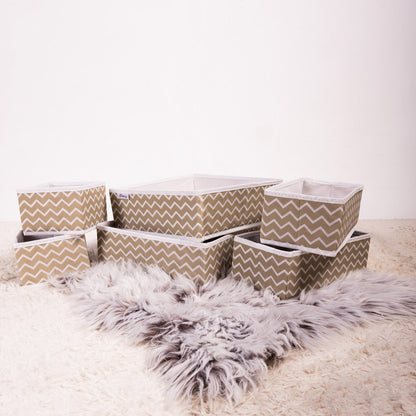 Beige Zig Zag Pack of 6 Drawer Organizer Stylish Storage Solution