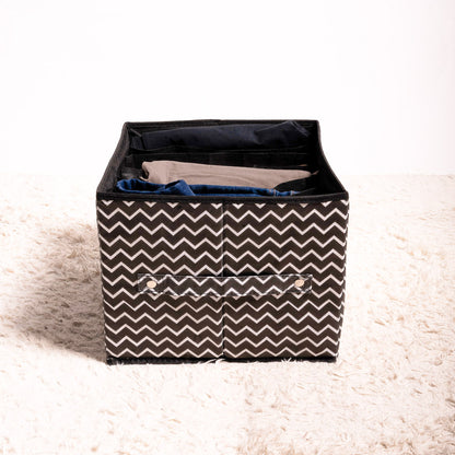 Black Zig Zag Multi-Compartment Jeans Storage Organizer for Closet
