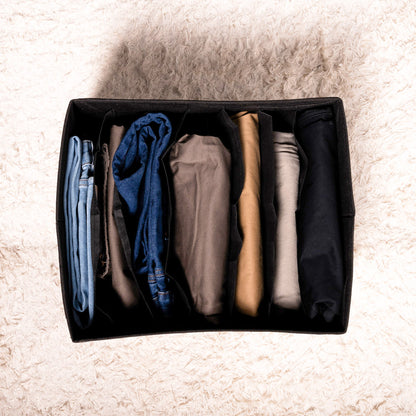 Black Zig Zag Multi-Compartment Jeans Storage Organizer for Closet