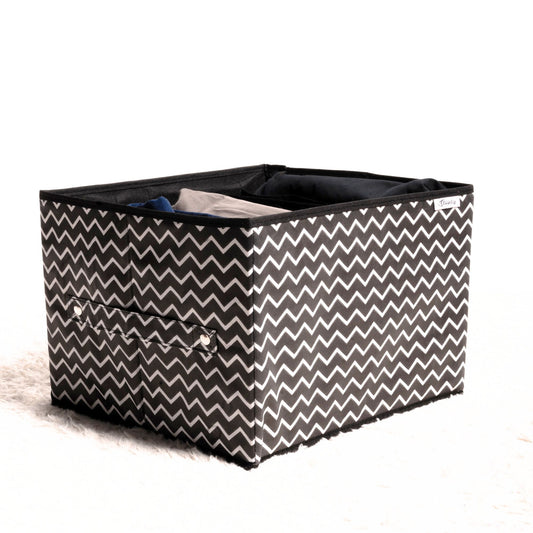 Black Zig Zag Multi-Compartment Jeans Storage Organizer for Closet