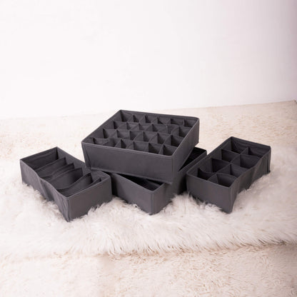 Charcoal Pack of 4 Drawer Storage Organizer Set for Accessories