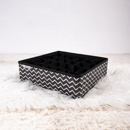 Black Zig Zag Pack of 4 Drawer Accessories Storage Organizer Set