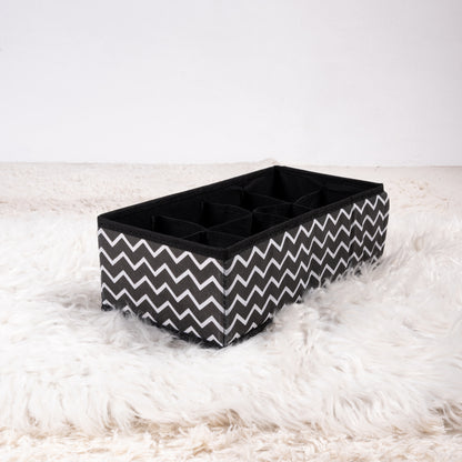 Black Zig Zag Pack of 4 Drawer Accessories Storage Organizer Set