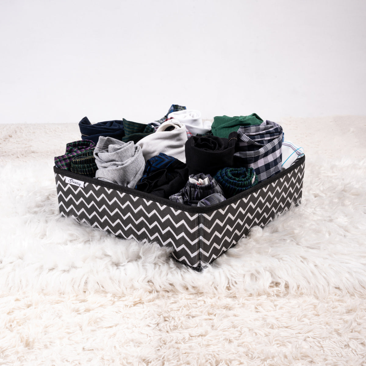 Black Zig Zag Pack of 4 Drawer Accessories Storage Organizer Set