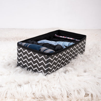 Black Zig Zag Pack of 4 Drawer Accessories Storage Organizer Set