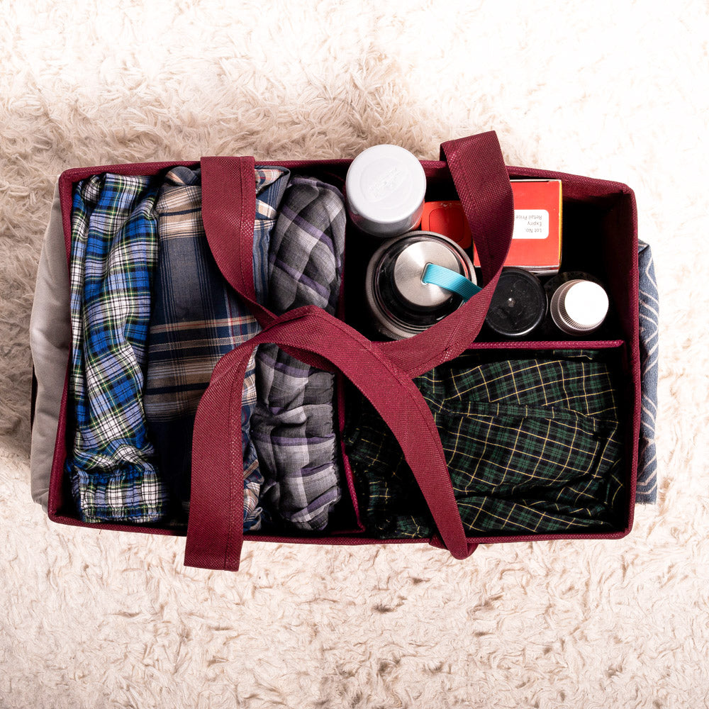 Maroon Plain Baby Diaper Caddy Set Organizer