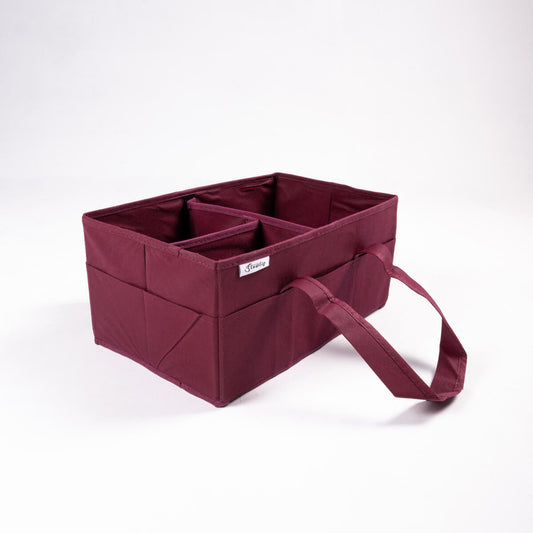Maroon Plain Baby Diaper Caddy Set Organizer