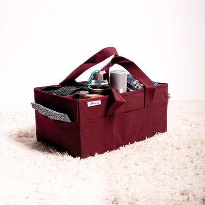 Maroon Plain Baby Diaper Caddy Set Organizer